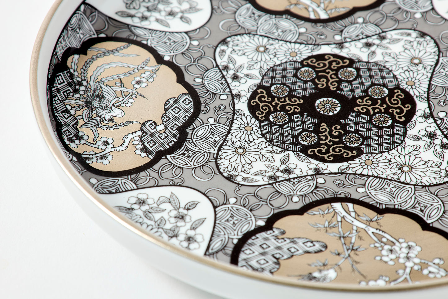 Japanese Round Plate - JS Individual Plate - JS Mokko Paulownia Motif 190mm
