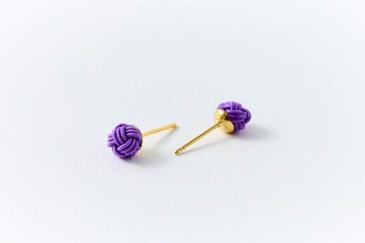 Musubi-dama | Post Pierced Earrings - Iris Purple
