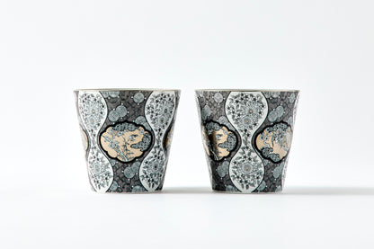 Set of 2 Rock Cups - JS Mokko Paulownia Motif 300ml