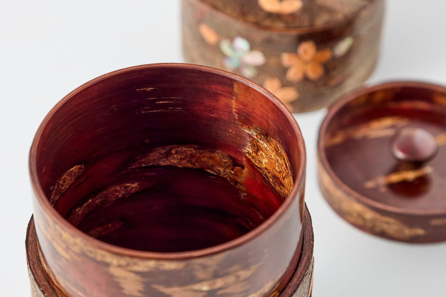 Tea Canister Full Cherry Bark Frosted (Medium-Long) – Shell-Inlaid Scattered Petals