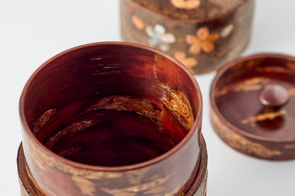 Tea Canister Full Cherry Bark Frosted (Medium-Long) – Shell-Inlaid Scattered Petals