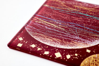 Twin Moons – Nanairo wth Gold Leaf – Red Plate