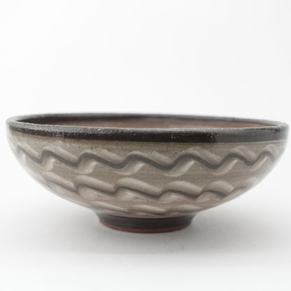 FD White Glaze Ripple Round Flat Bowl Hasami Porcelain