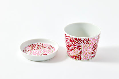 Soba Choko & Condiment Plate Set - JA Octopus Vine Wine Red