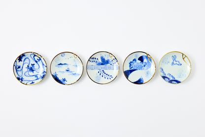 Gold Line Kosome Water Stream Small Plate Imari Porcelain