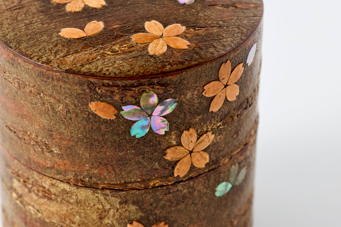Tea Canister Full Cherry Bark Frosted (Flat) – Shell-Inlaid Scattered Petals