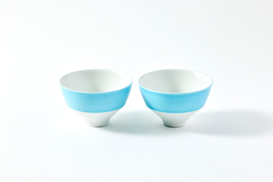 Set of 2 Rice Bowls with Ridges - Pearl Blue
