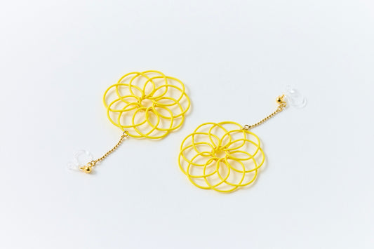 Hana Wind Chime | Non-Pierced Earrings (Resin) - Canola Yellow