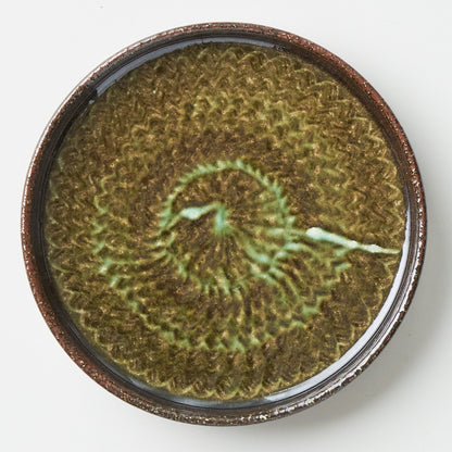 FD Green Glaze Bold Double Brush Stroke Coffee Cup & Saucer Hasami Porcelain