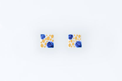 Hand-Painted Mini Tile Sandy Beach Earrings