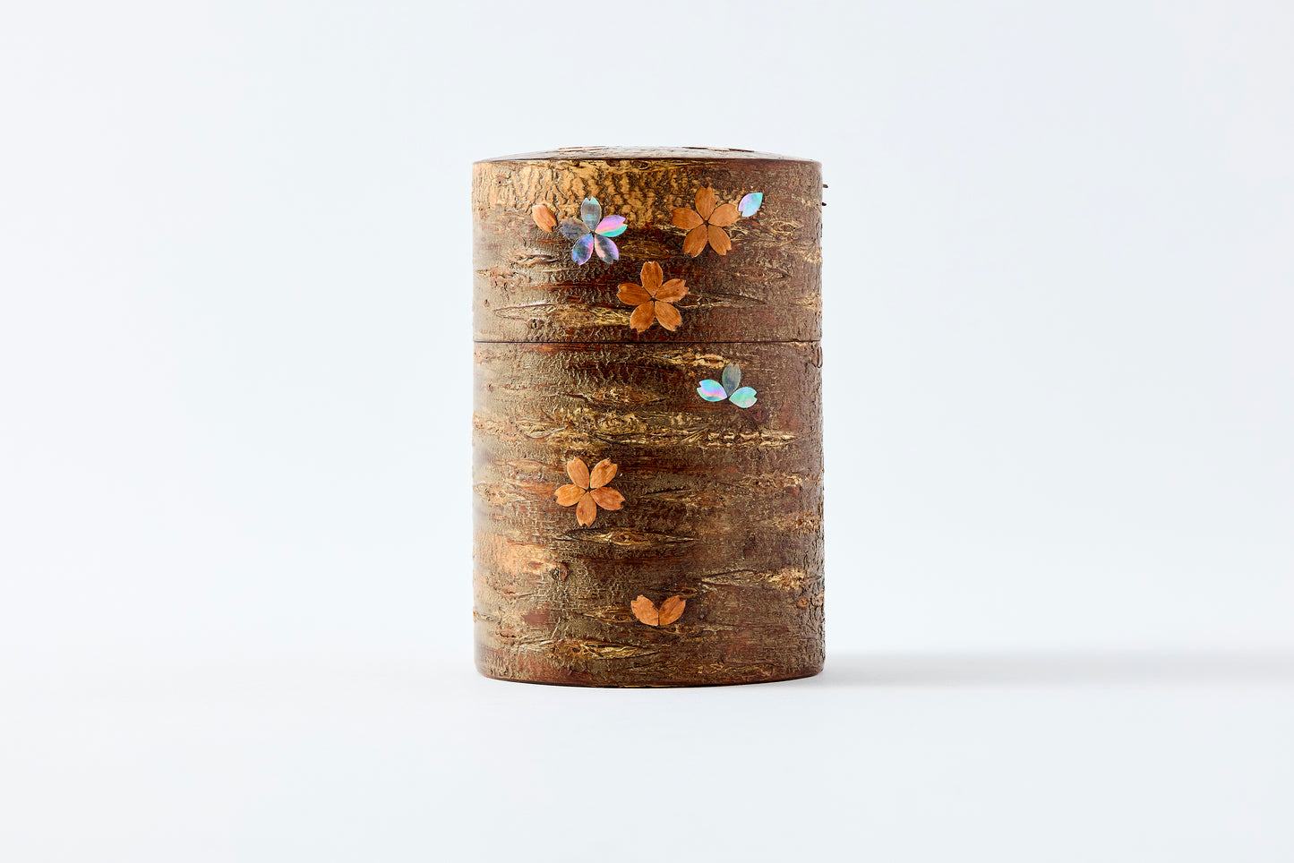 Tea Canister Full Cherry Bark Frosted (Large) – Shell-Inlaid Scattered Petals