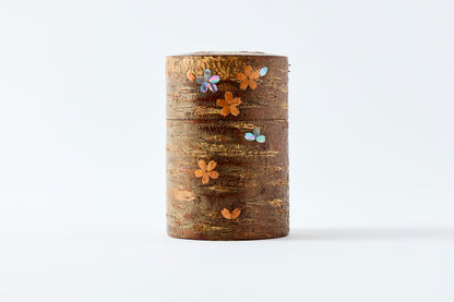 Tea Canister Full Cherry Bark Frosted (Large) – Shell-Inlaid Scattered Petals