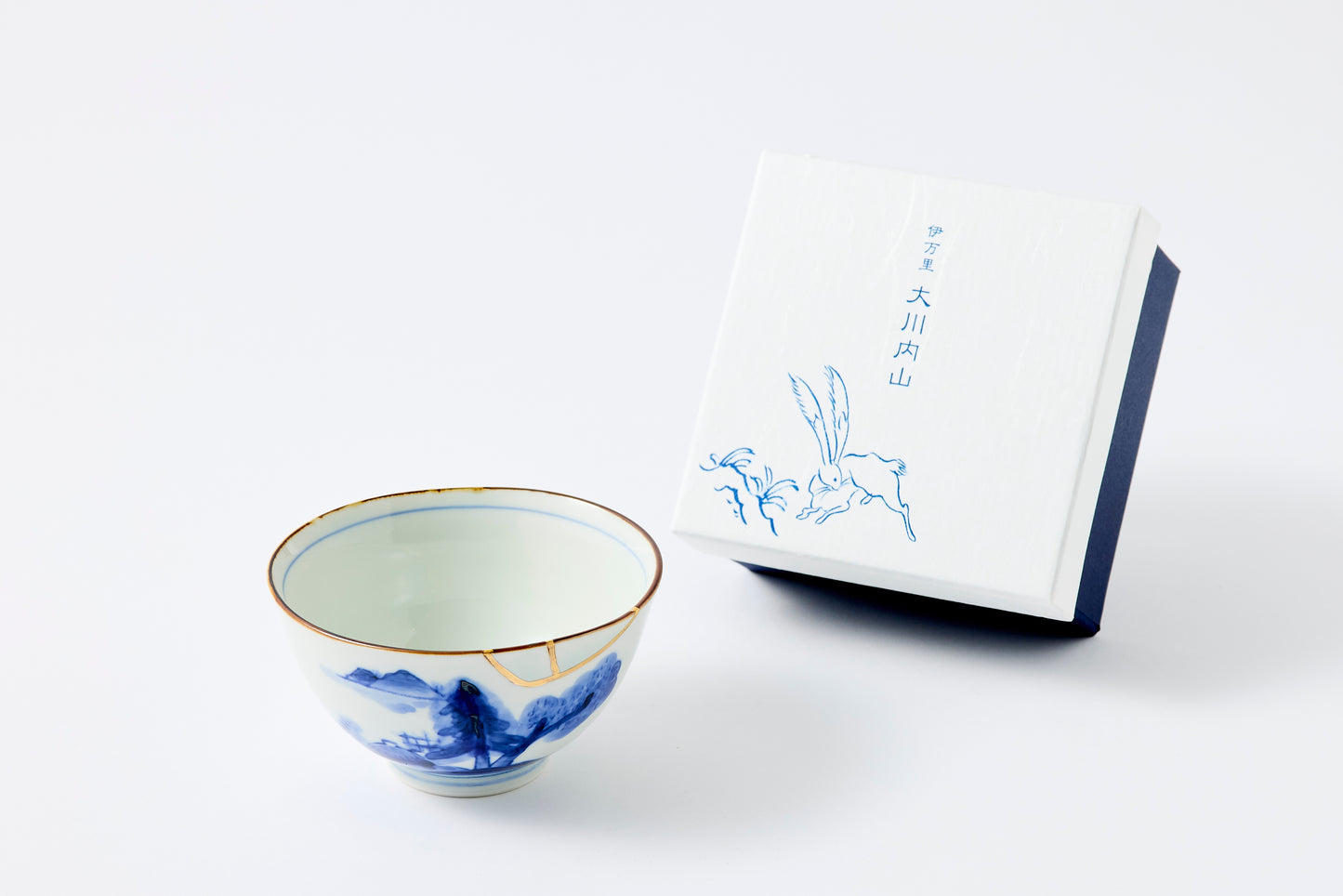 Gold Line Kosome Landscape Rice Bowl Imari Porcelain