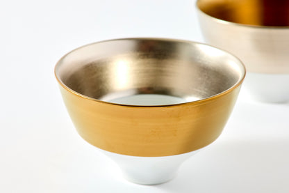 Set of 2 Tiered Rice Bowls - Gold/Platinum