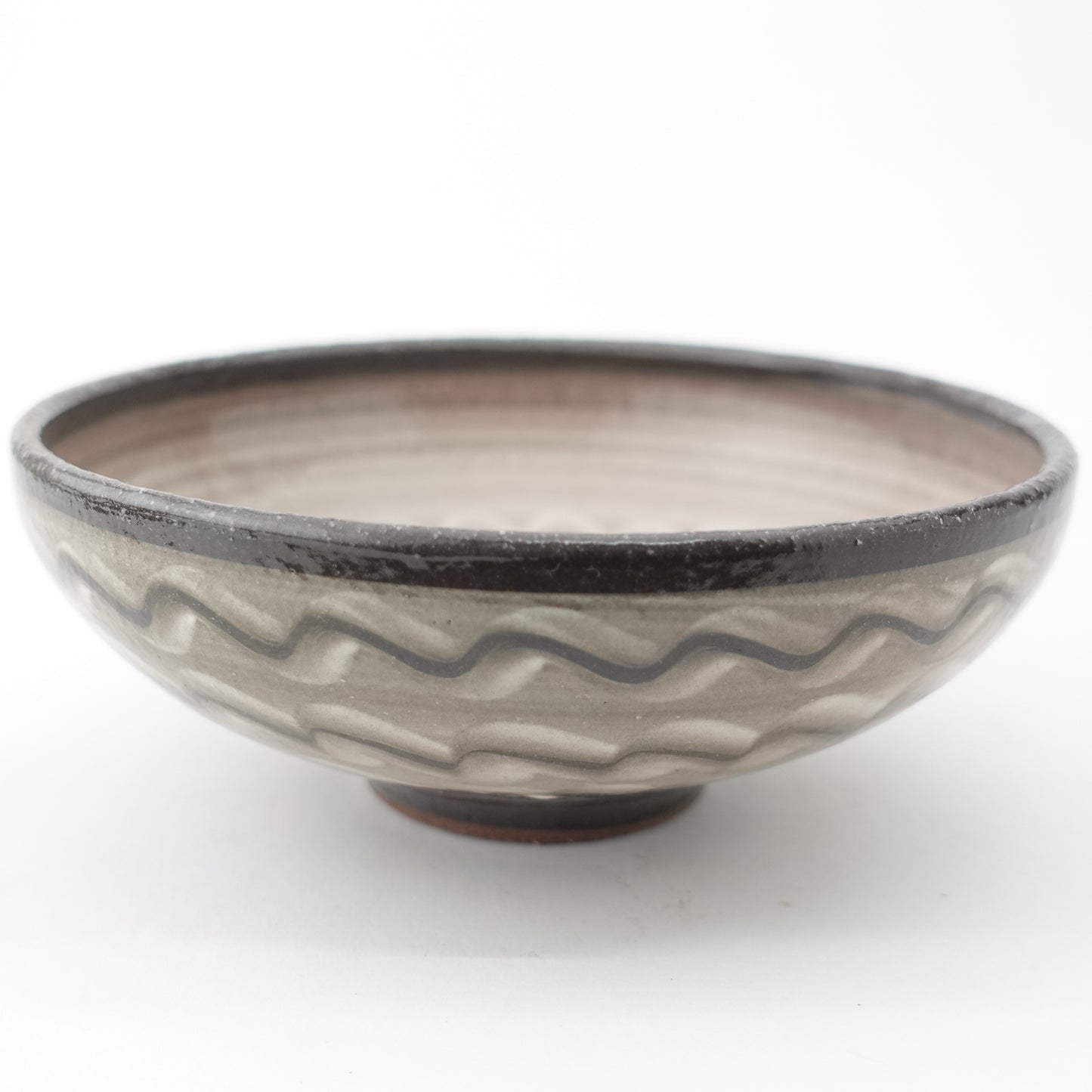 FD White Glaze Ripple Round Flat Bowl Hasami Porcelain