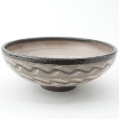 FD White Glaze Ripple Round Flat Bowl Hasami Porcelain