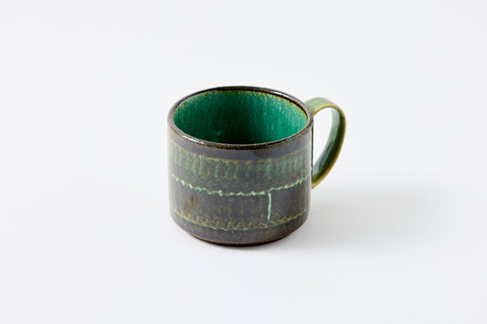 FD Green Glaze Bold Double Brush Stroke Mug Hasami Porcelain