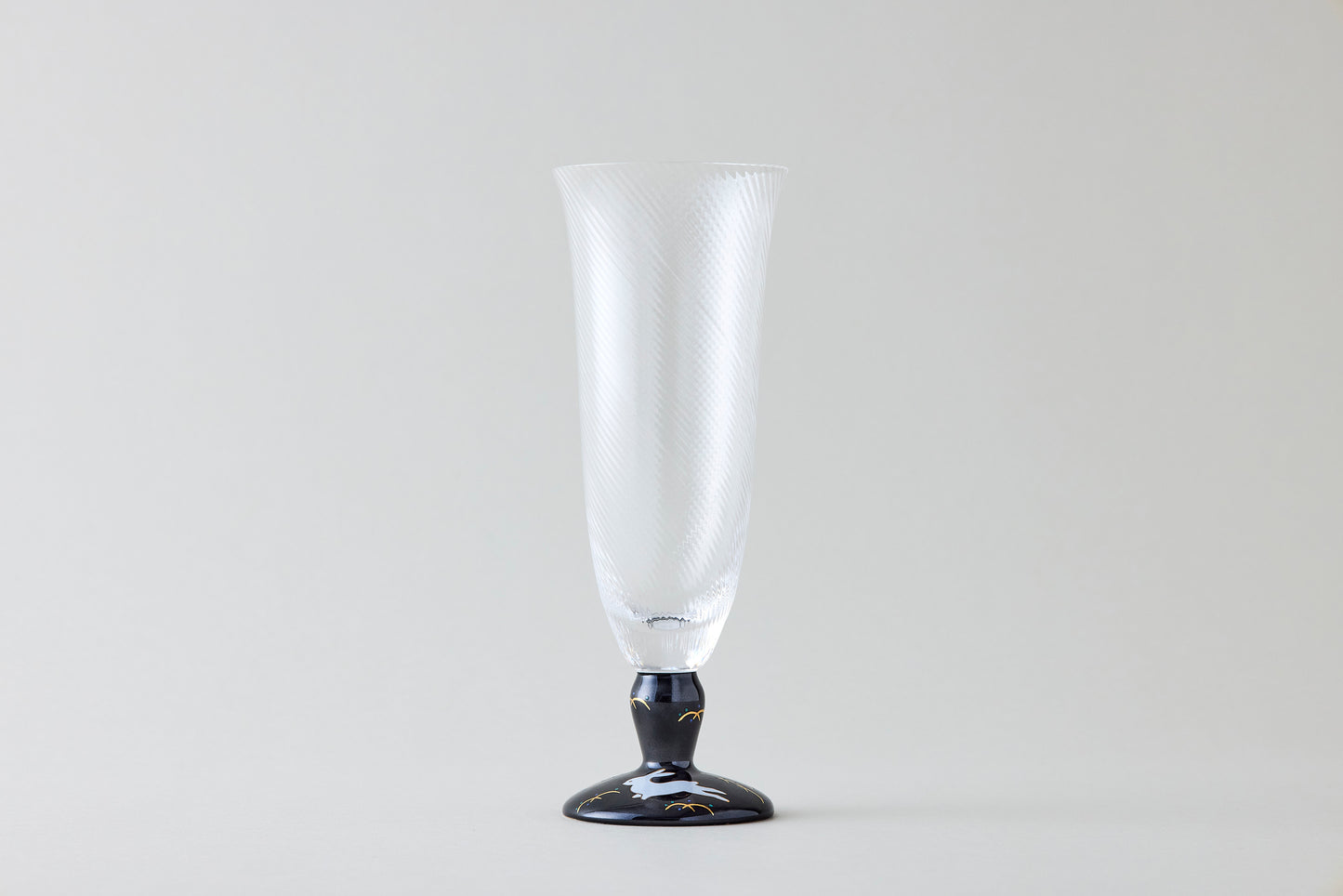Beer Glass (Diagonal Cut) - Rabbit Motif Black