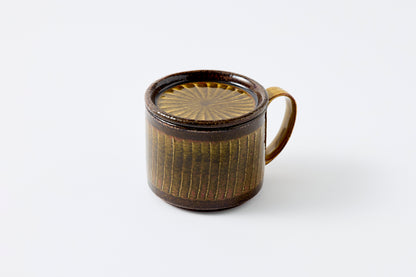 FD Amber Glaze Brush Stroke Lidded Mug Hasami Porcelain