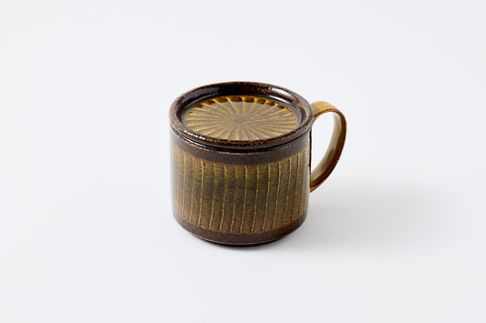 FD Amber Glaze Brush Stroke Lidded Mug Hasami Porcelain