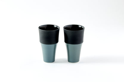 Set of 2 Stepped Free Cups 260ml - Black