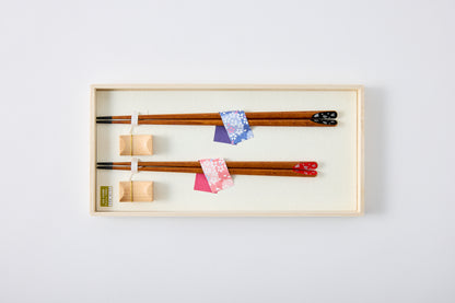 Tensoge Sakura Chopsticks Couple Set – Red Fuji in Hokusai Paulownia Box