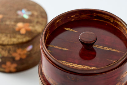 Tea Canister Full Cherry Bark Frosted (Flat) – Shell-Inlaid Scattered Petals