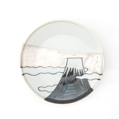 Silver-Accented Mt. Fuji 4-inch Plate Imari Porcelain
