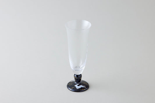 Beer Glass (Diagonal Cut) - Rabbit Motif Black