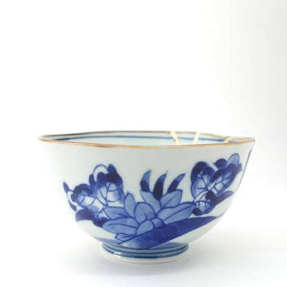 Gold Line Kosome Floral Garland Rice Bowl Imari Porcelain