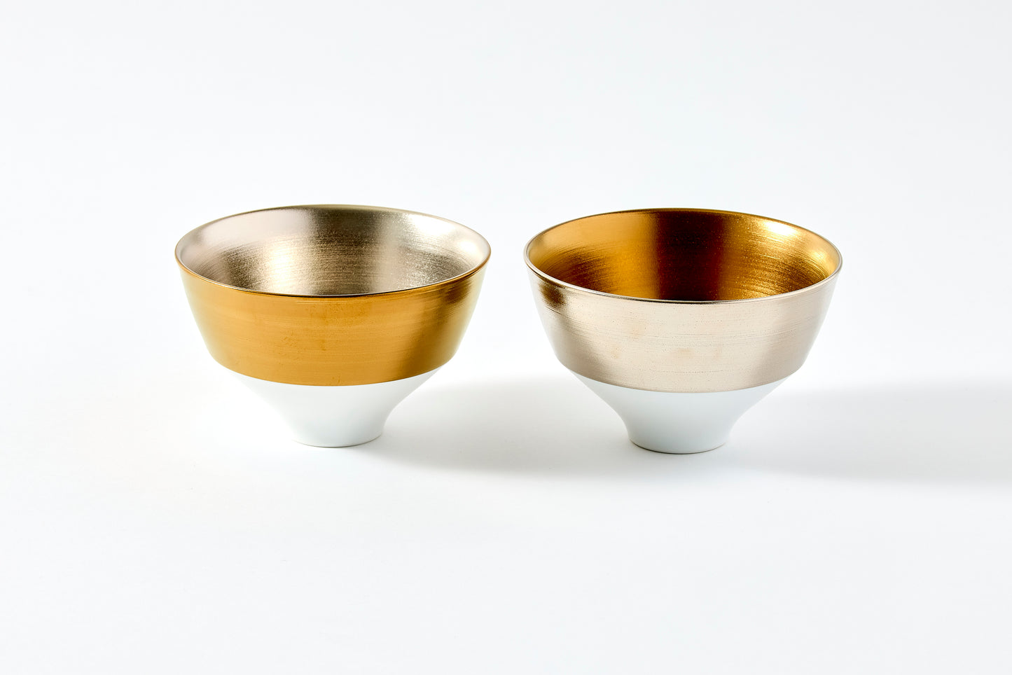 Set of 2 Tiered Rice Bowls - Gold/Platinum