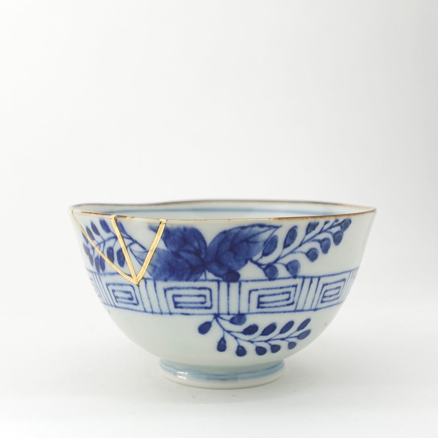 Gold Line Kosome Bush Clover Rice Bowl Imari Porcelain