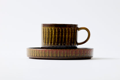 FD Amber Glaze Brush Stroke Coffee Cup & Saucer Hasami Porcelain