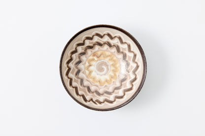 FD White Glaze Ripple Mehagi 5.5-inch Flat Bowl Hasami Porcelain