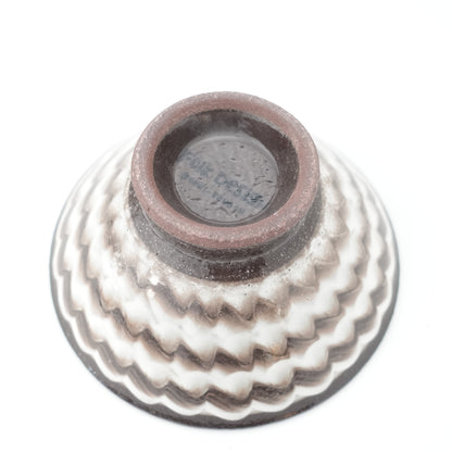 FD White Glaze Ripple Rice Bowl Hasami Porcelain