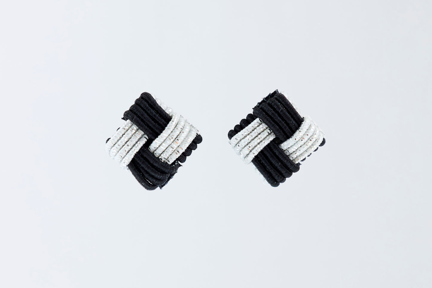 Ichimatsu | Non-Pierced Earrings (Resin) - Black & Silver