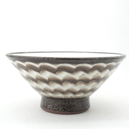 FD White Glaze Ripple Rice Bowl Hasami Porcelain