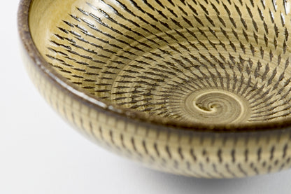 FD Yellow Glaze Tobikanna Round Flat Bowl Hasami Porcelain
