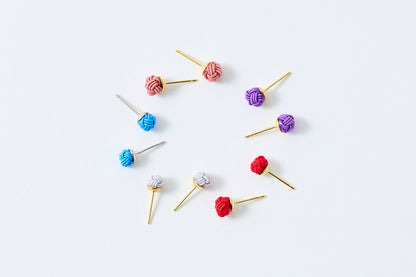 Musubi-dama | Post Pierced Earrings - Red