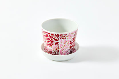 Soba Choko & Condiment Plate Set - JA Octopus Vine Wine Red