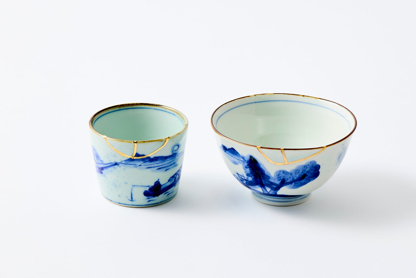 Gold Line Kosome Landscape Rice Bowl Imari Porcelain