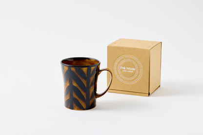FD Arrow Feather Motif Amber Glaze Mug Hasami Porcelain