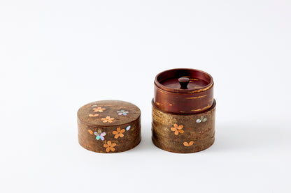 Tea Canister Full Cherry Bark Frosted (Flat) – Shell-Inlaid Scattered Petals