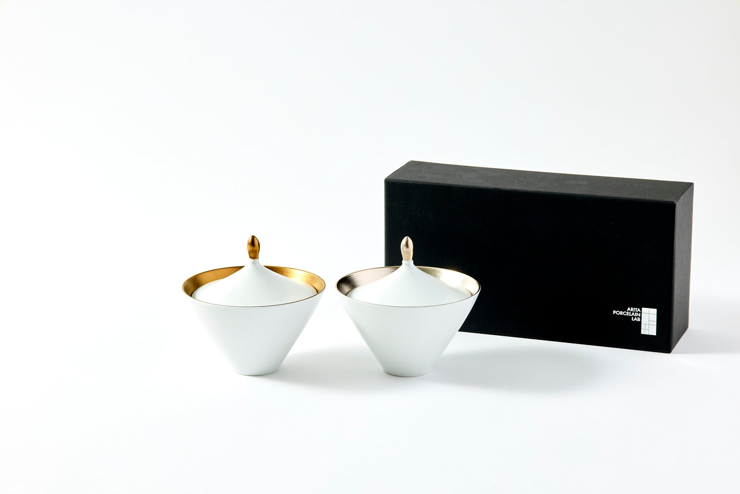 Small Bowl & Rice Bowl with Lid - Platinum Gold
