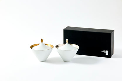 Small Bowl & Rice Bowl with Lid - Platinum Gold