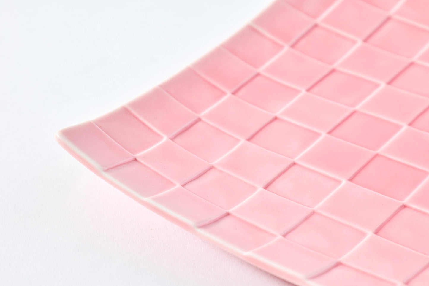 Set of 2 Ichimatsu Square Plates (S) - Pink