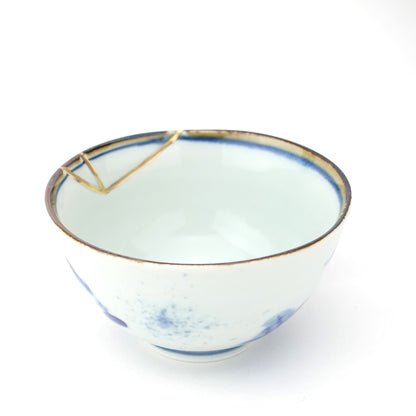 Gold Line Kosome Landscape Rice Bowl Imari Porcelain