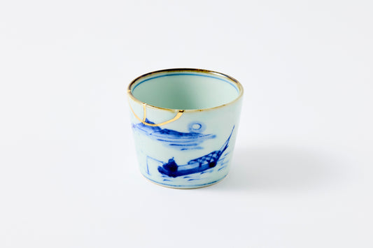 Gold Line Kosome Landscape Sobachoko Imari Porcelain