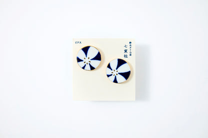 Hand-Painted Round Tile Night Cherry Blossom Earrings