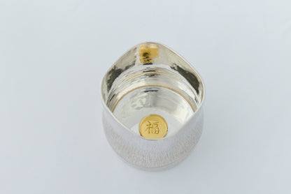 Pure Silver Bamboo-Style Sake Pitcher and Cup Set